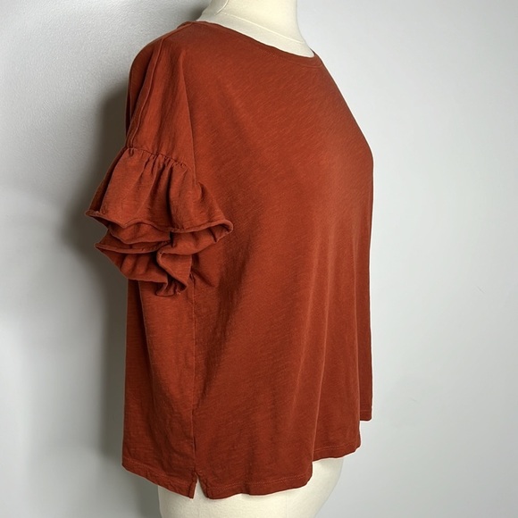 Peruvian Connection women’s Rust brown Lilian top ruffle sleeve size Small - Picture 6 of 8